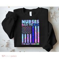 Nurses Back the Blue I've Got Your Six US Flag Sweatshirt thumb 2