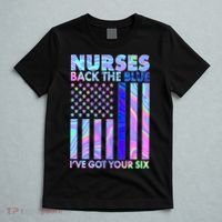 Nurses Back the Blue I've Got Your Six US Flag T-Shirt thumb 5