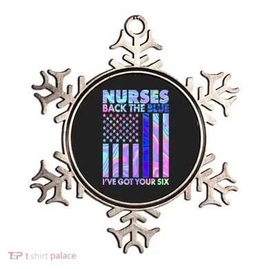 Nurses Back the Blue I've Got Your Six US Flag Ornament