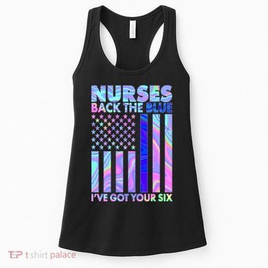 Nurses Back the Blue I've Got Your Six US Flag Women's Tank Top