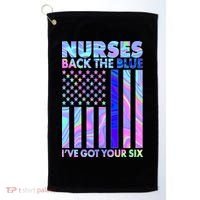 Nurses Back the Blue I've Got Your Six US Flag Golf Towel thumb 0