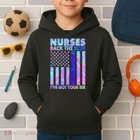 Nurses Back the Blue I've Got Your Six US Flag Kids Hoodie thumb 2