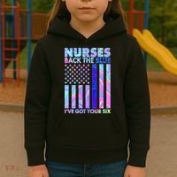 Nurses Back the Blue I've Got Your Six US Flag Kids Hoodie thumb 3