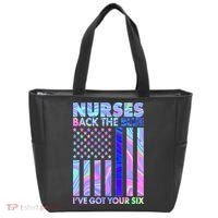 Nurses Back the Blue I've Got Your Six US Flag Tote Bag thumb 0