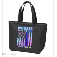 Nurses Back the Blue I've Got Your Six US Flag Tote Bag thumb 3