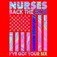 Nurses Back the Blue I've Got Your Six US Flag Santa Hat thumb 1
