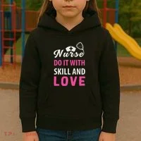 Nurses Do It With Skill And Love Kids Hoodie thumb 3