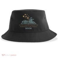 Never Underestimate The Power Of A Girl With A Book Sustainable Bucket Hat thumb 0