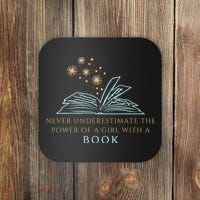 Never Underestimate The Power Of A Girl With A Book Coaster thumb 0