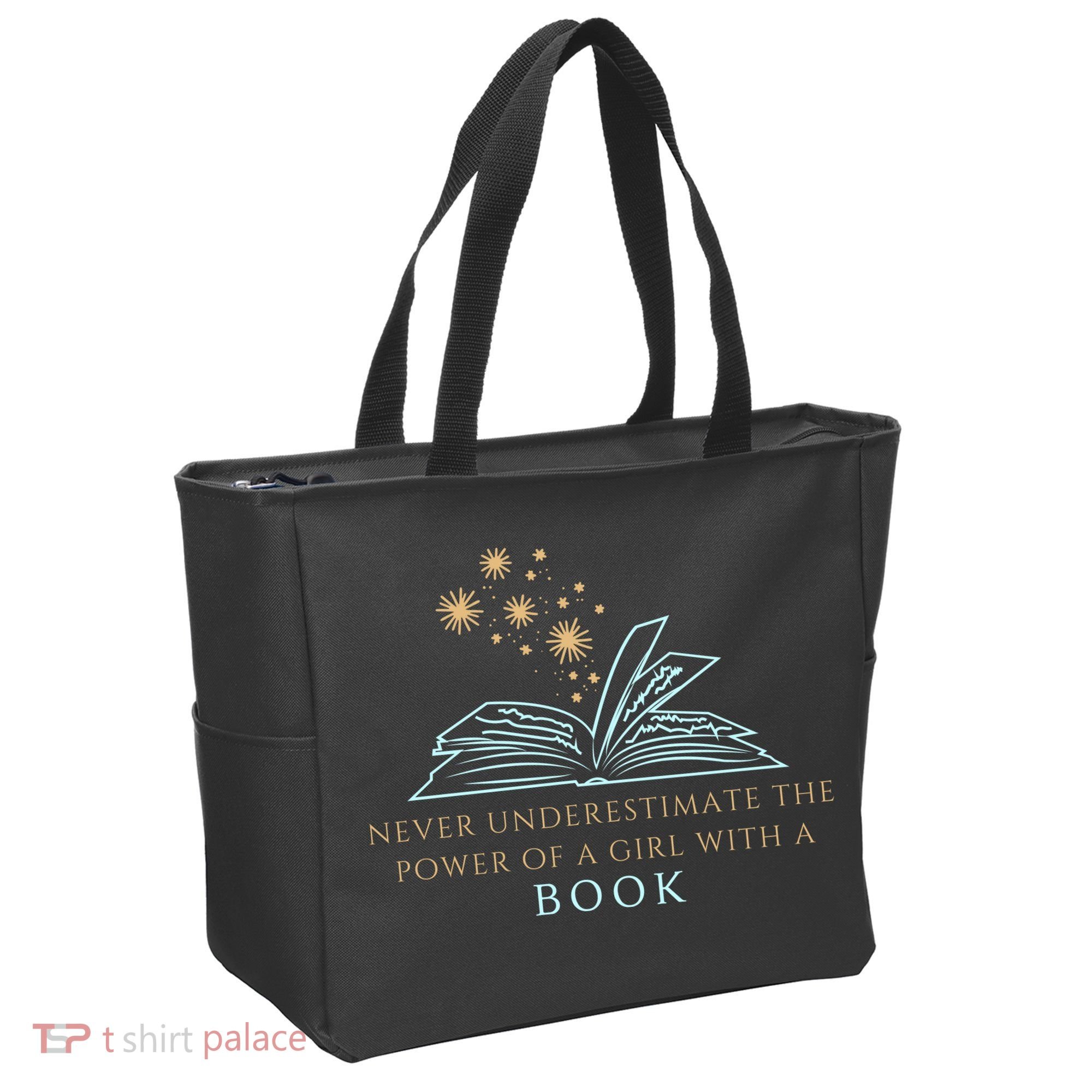 Never Underestimate The Power Of A Girl With A Book Tote Bag