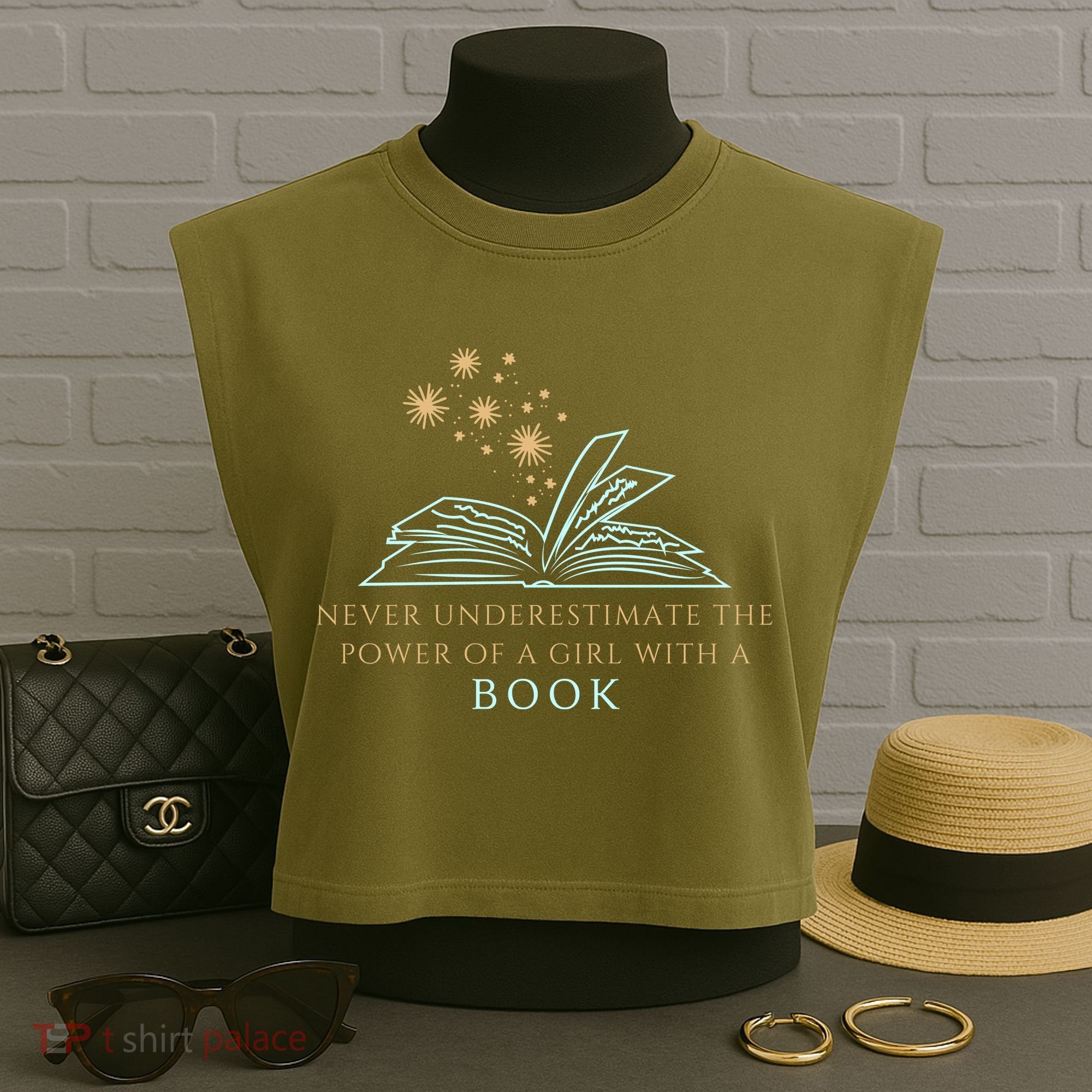 Never Underestimate The Power Of A Girl With A Book Garment-Dyed Women's Muscle Tee