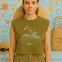 Never Underestimate The Power Of A Girl With A Book Garment-Dyed Women's Muscle Tee thumb 4