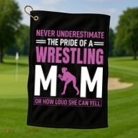 Never Underestimate The Pride Of A Wrestling Mom Golf Towel thumb 1