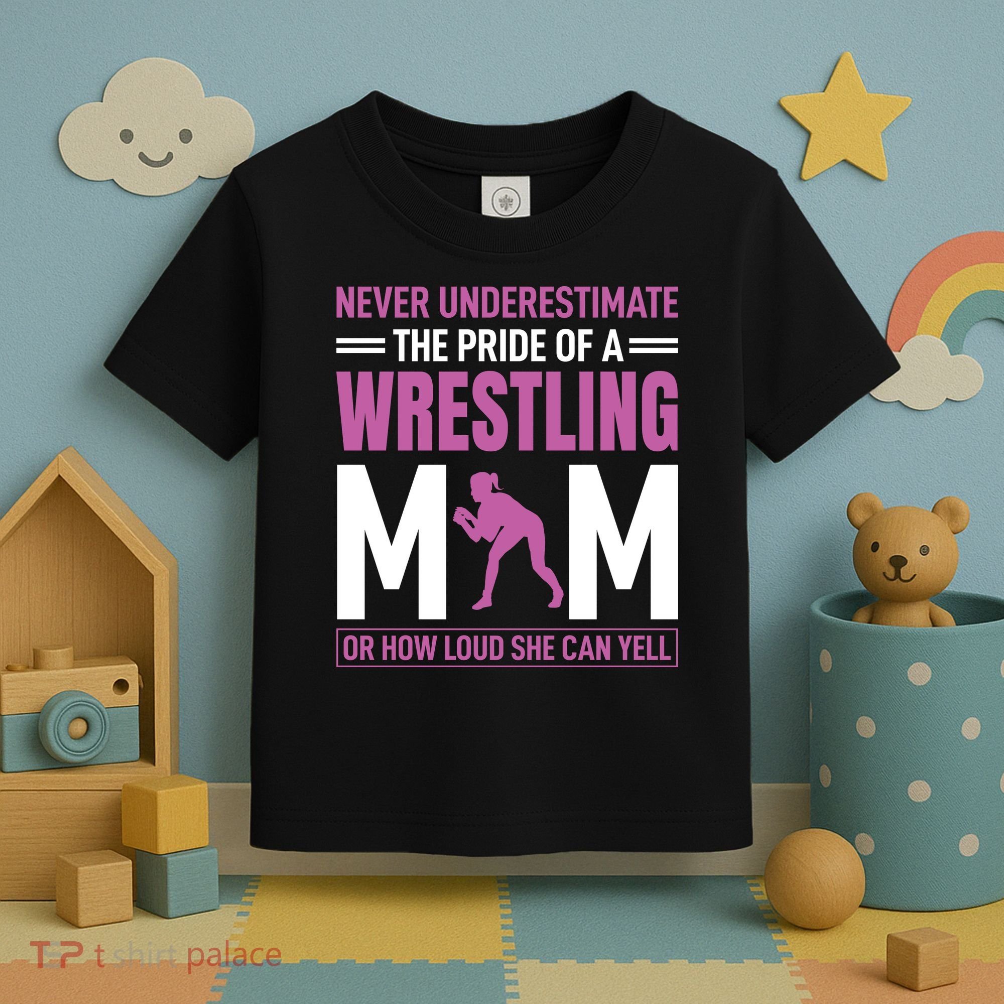 Never Underestimate The Pride Of A Wrestling Mom Toddler T-Shirt