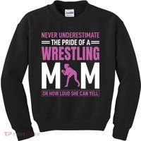 Never Underestimate The Pride Of A Wrestling Mom Kids Sweatshirt thumb 0