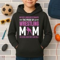 Never Underestimate The Pride Of A Wrestling Mom Kids Hoodie thumb 2