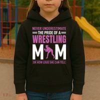 Never Underestimate The Pride Of A Wrestling Mom Kids Hoodie thumb 3