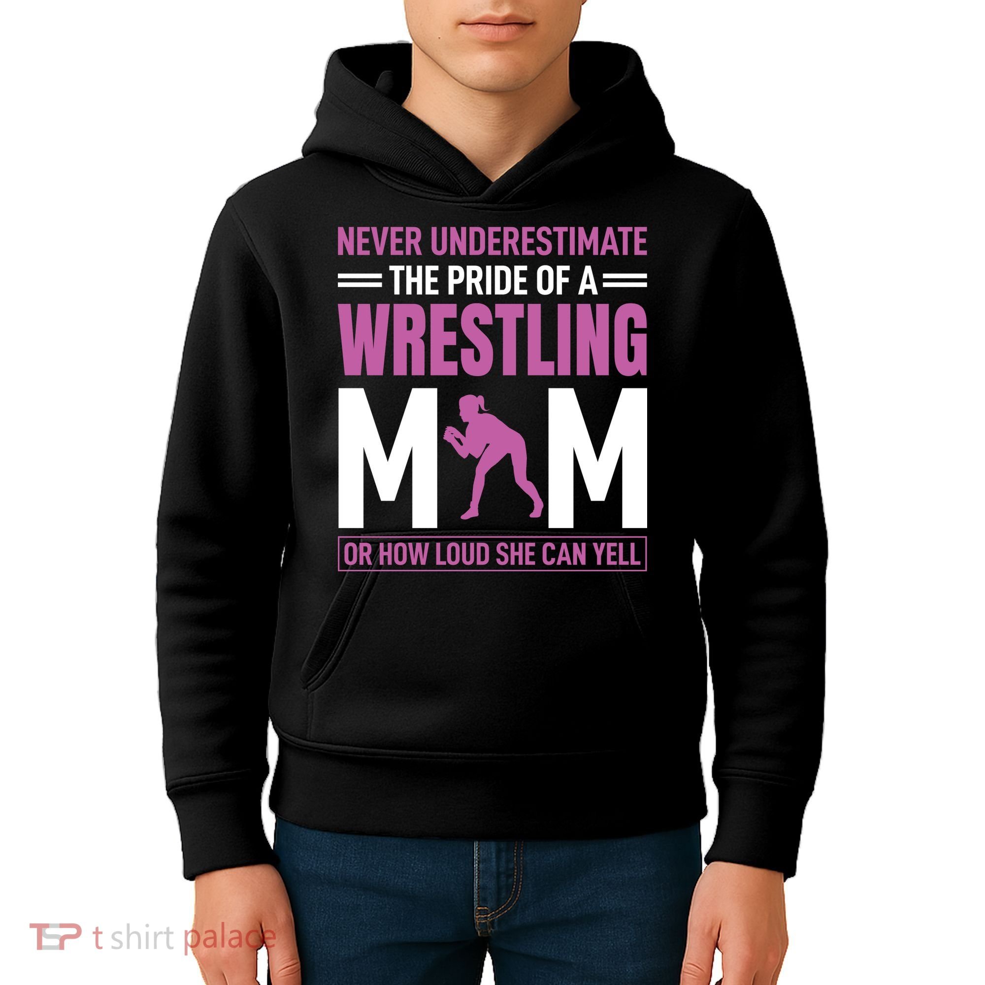 Never Underestimate The Pride Of A Wrestling Mom Kids Hoodie