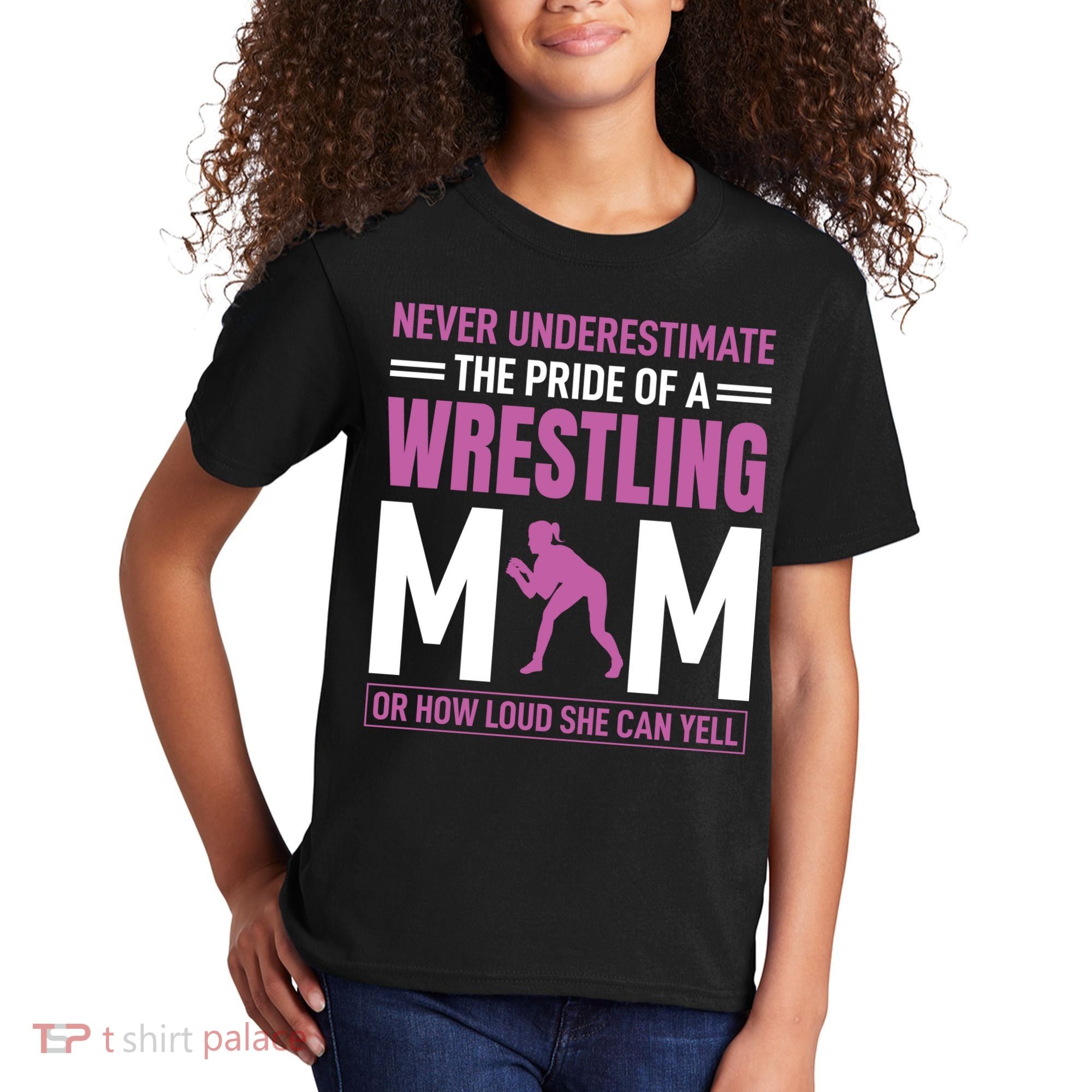 Never Underestimate The Pride Of A Wrestling Mom Kids T-Shirt