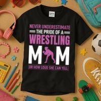 Never Underestimate The Pride Of A Wrestling Mom Kids T-Shirt thumb 3