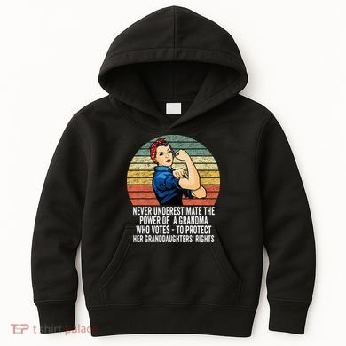 Never Underestimate The Power Of A Grandma Who Votes Kids Hoodie
