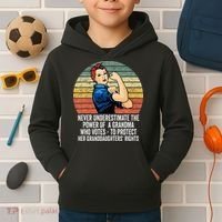 Never Underestimate The Power Of A Grandma Who Votes Kids Hoodie thumb 2
