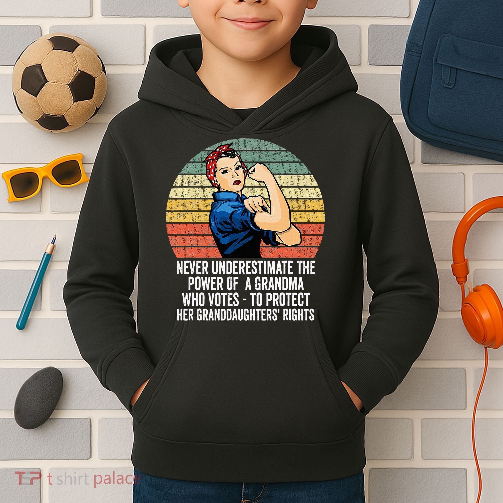 Never Underestimate The Power Of A Grandma Who Votes Kids Hoodie