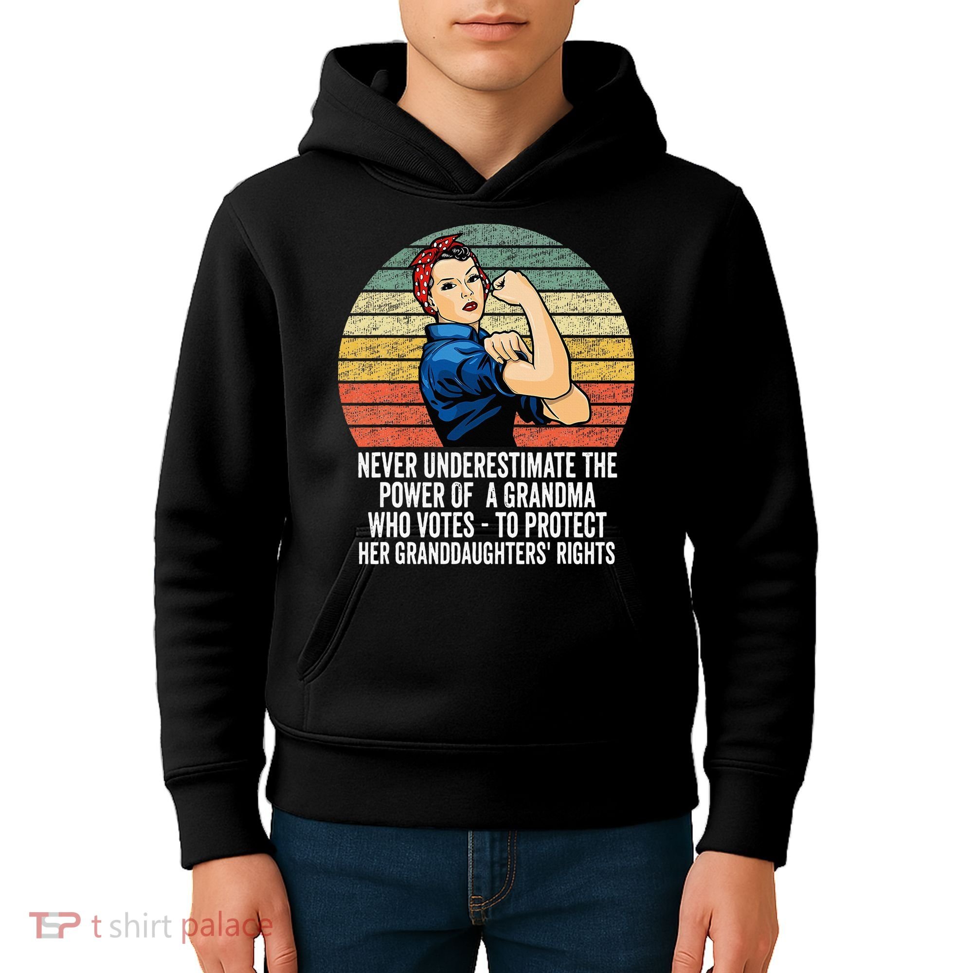 Never Underestimate The Power Of A Grandma Who Votes Kids Hoodie