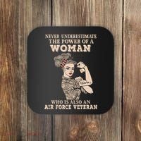 Never Underestimate The Power Of A Woman Air Force Veteran Coaster thumb 0