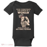 Never Underestimate The Power Of A Woman Air Force Veteran Baby Bodysuit thumb 0