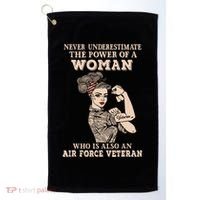 Never Underestimate The Power Of A Woman Air Force Veteran Golf Towel thumb 0