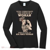 Never Underestimate The Power Of A Woman Air Force Veteran Women's Long Sleeve Shirt thumb 0