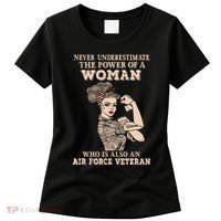 Never Underestimate The Power Of A Woman Air Force Veteran Women's T-Shirt thumb 0