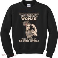 Never Underestimate The Power Of A Woman Air Force Veteran Kids Sweatshirt thumb 0