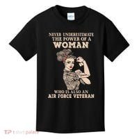 Never Underestimate The Power Of A Woman Air Force Veteran Kids T-Shirt thumb 0