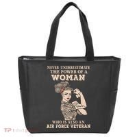 Never Underestimate The Power Of A Woman Air Force Veteran Tote Bag thumb 0