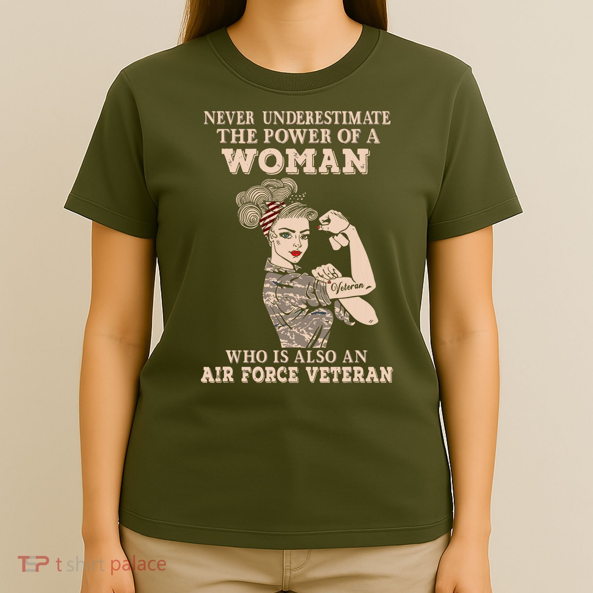 Never Underestimate The Power Of A Woman Air Force Veteran T-Shirt