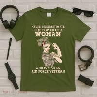 Never Underestimate The Power Of A Woman Air Force Veteran T-Shirt thumb 5