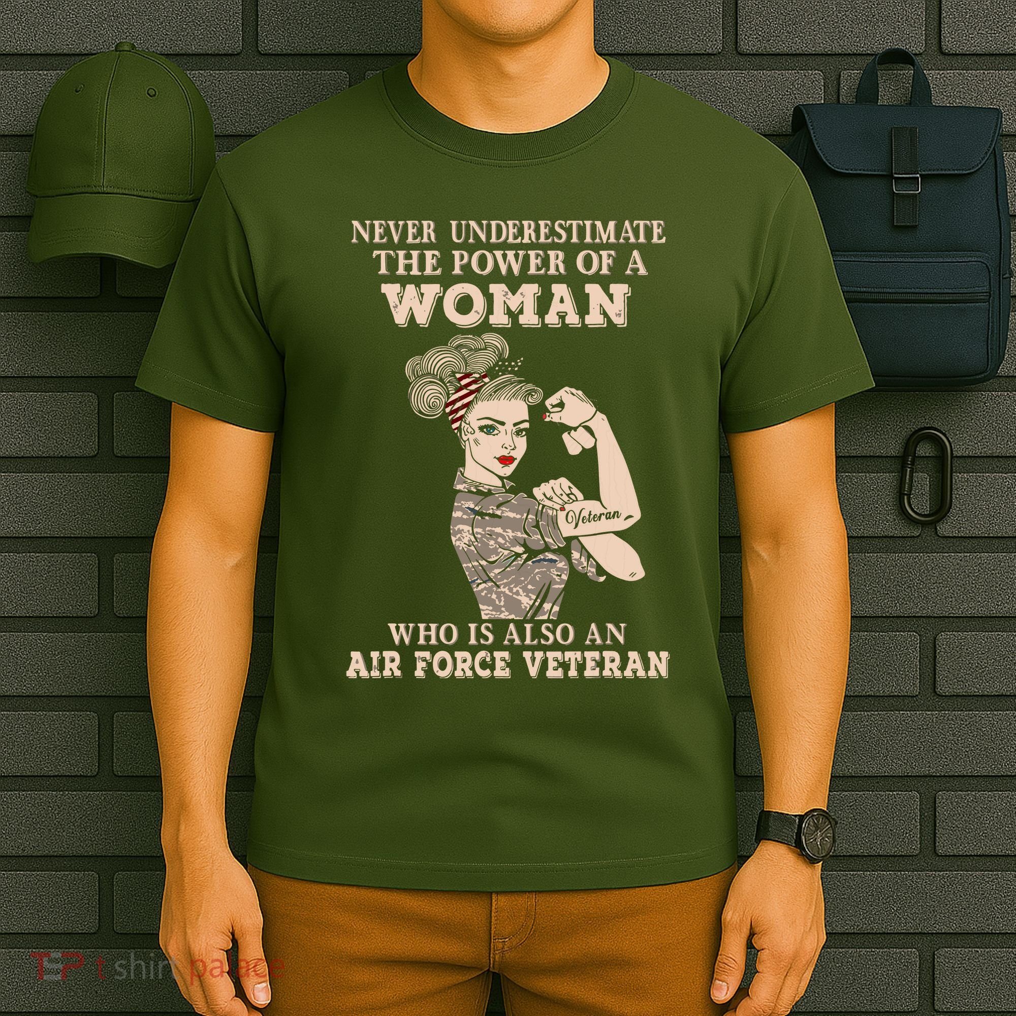 Never Underestimate The Power Of A Woman Air Force Veteran T-Shirt