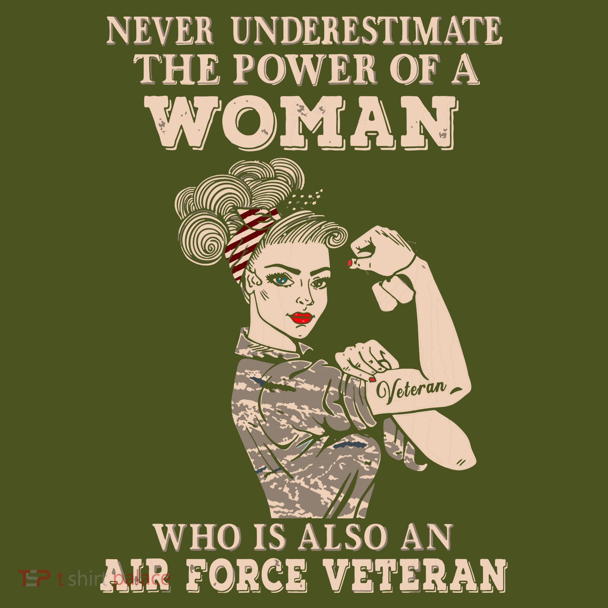 Never Underestimate The Power Of A Woman Air Force Veteran T-Shirt