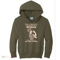 Never Underestimate The Power Of A Woman Air Force Veteran Kids Hoodie thumb 0