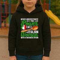 Never Underestimate The Power Of An Italian Woman Kids Hoodie thumb 3