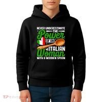 Never Underestimate The Power Of An Italian Woman Kids Hoodie thumb 4