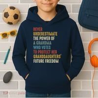Never Underestimate The Power Of A Grandma Who Votes Kids Hoodie thumb 2