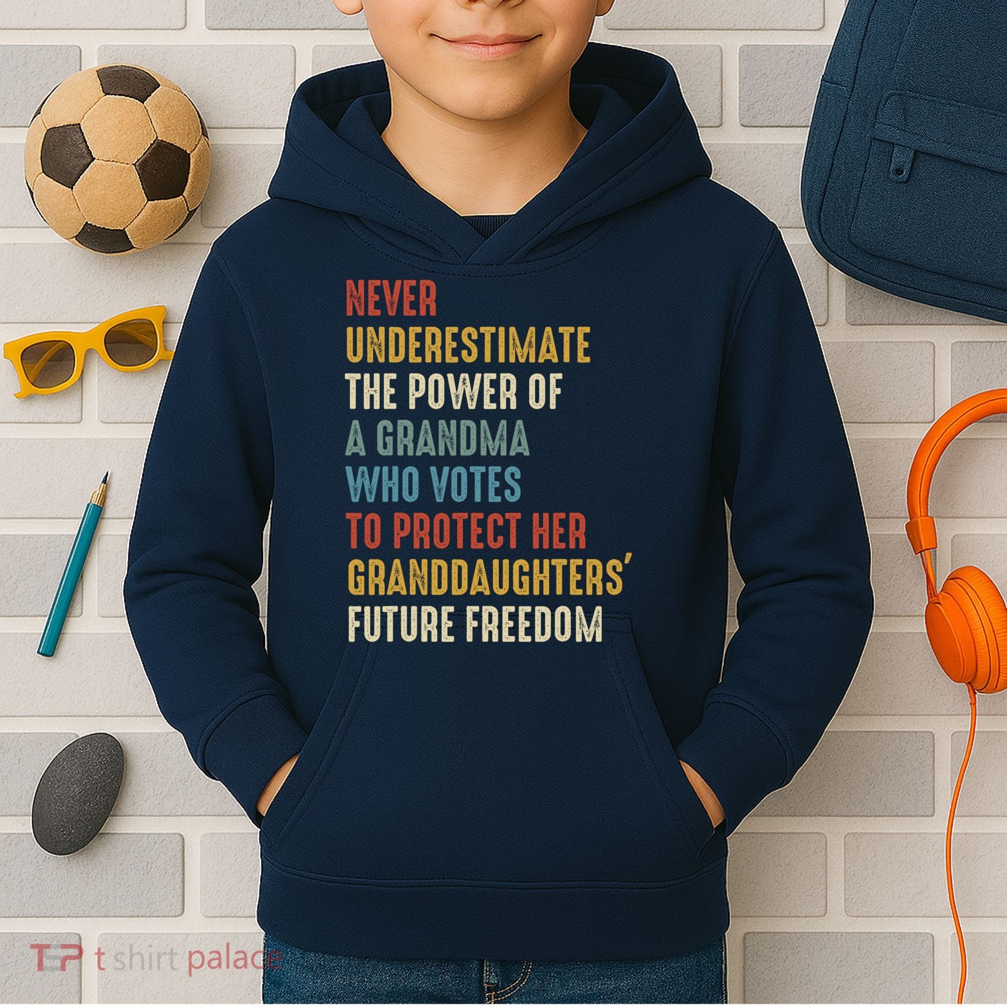 Never Underestimate The Power Of A Grandma Who Votes Kids Hoodie