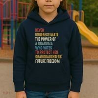 Never Underestimate The Power Of A Grandma Who Votes Kids Hoodie thumb 3
