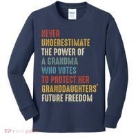 Never Underestimate The Power Of A Grandma Who Votes Kids Long Sleeve Shirt thumb 0