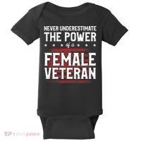Never Underestimate The Power Of A Female Veteran Baby Bodysuit thumb 0