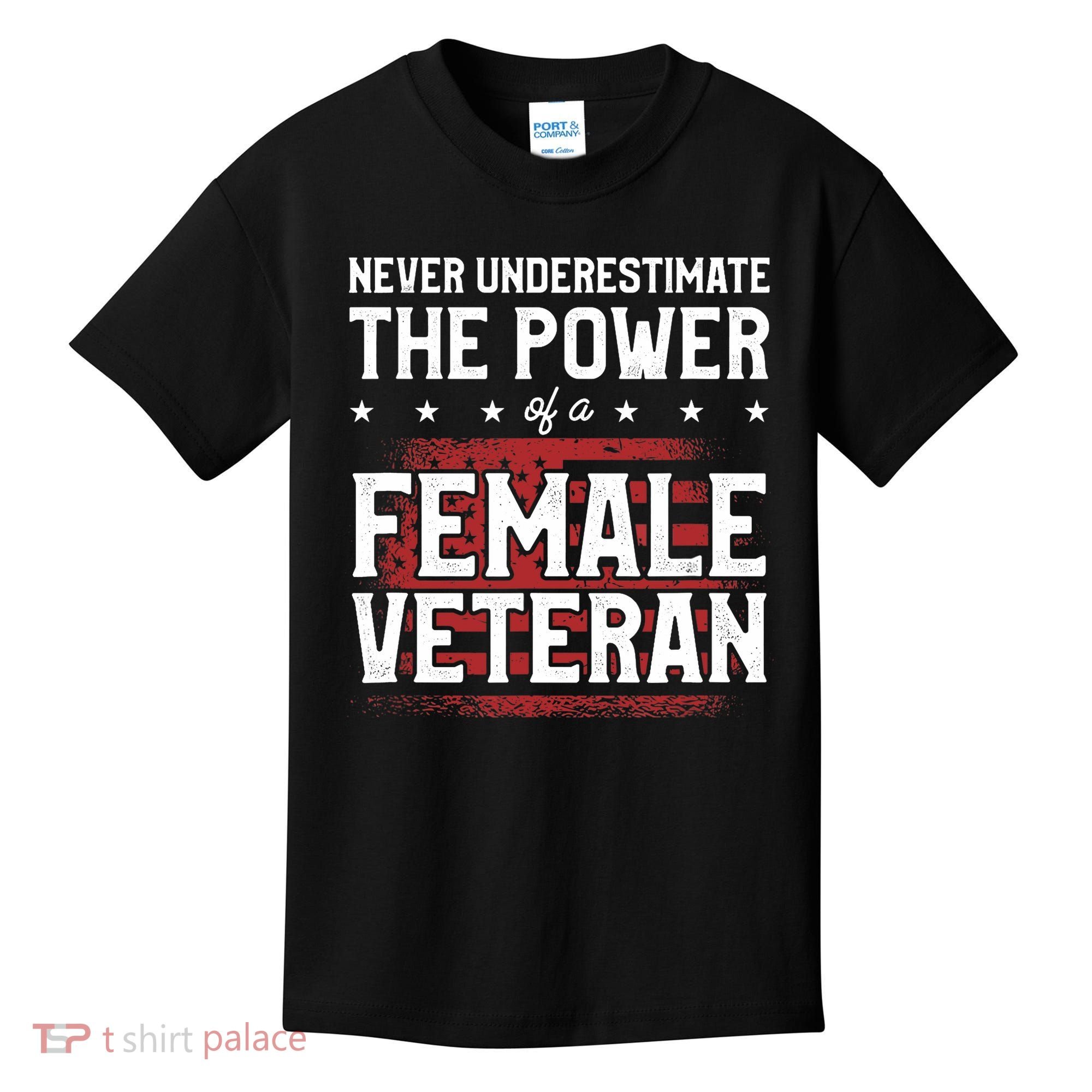 Never Underestimate The Power Of A Female Veteran Kids T-Shirt