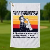 Never Underestimate The Power Of A Grandma Who Votes Golf Towel thumb 1